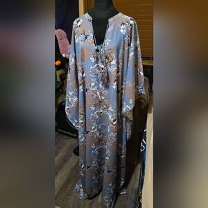 (F) Miss Lavish London Blue and Orange Floral Caftan Dress